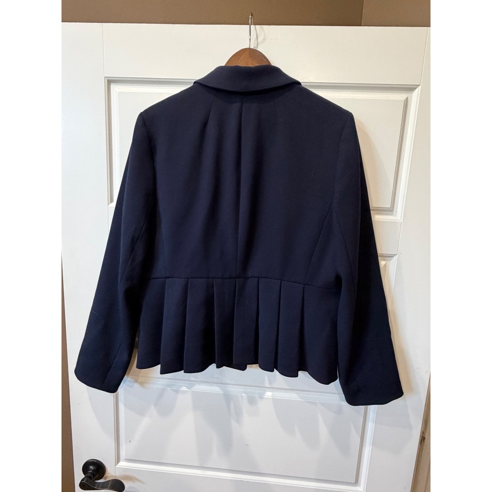 J. Crew Navy Blazer Pleated Back Gold Button Size 16 Coastal Nautical Preppy - Picture 6 of 12